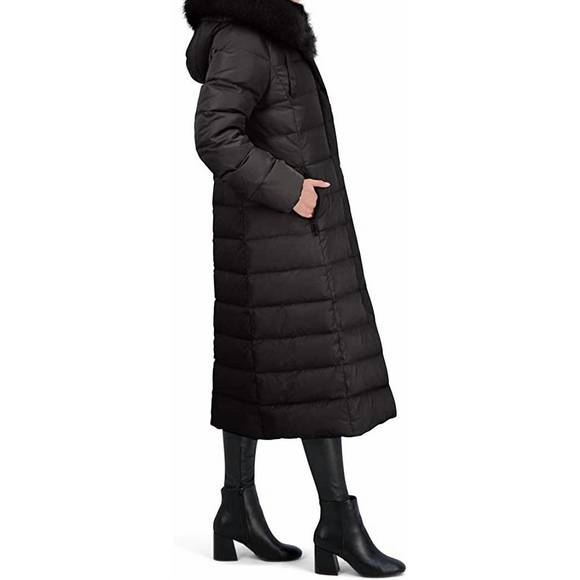 NEW T TAHARI nelly maxi puffer coat in black - Picture 4 of 4
